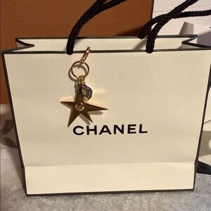 CHANEL White and Black empty bags and charm